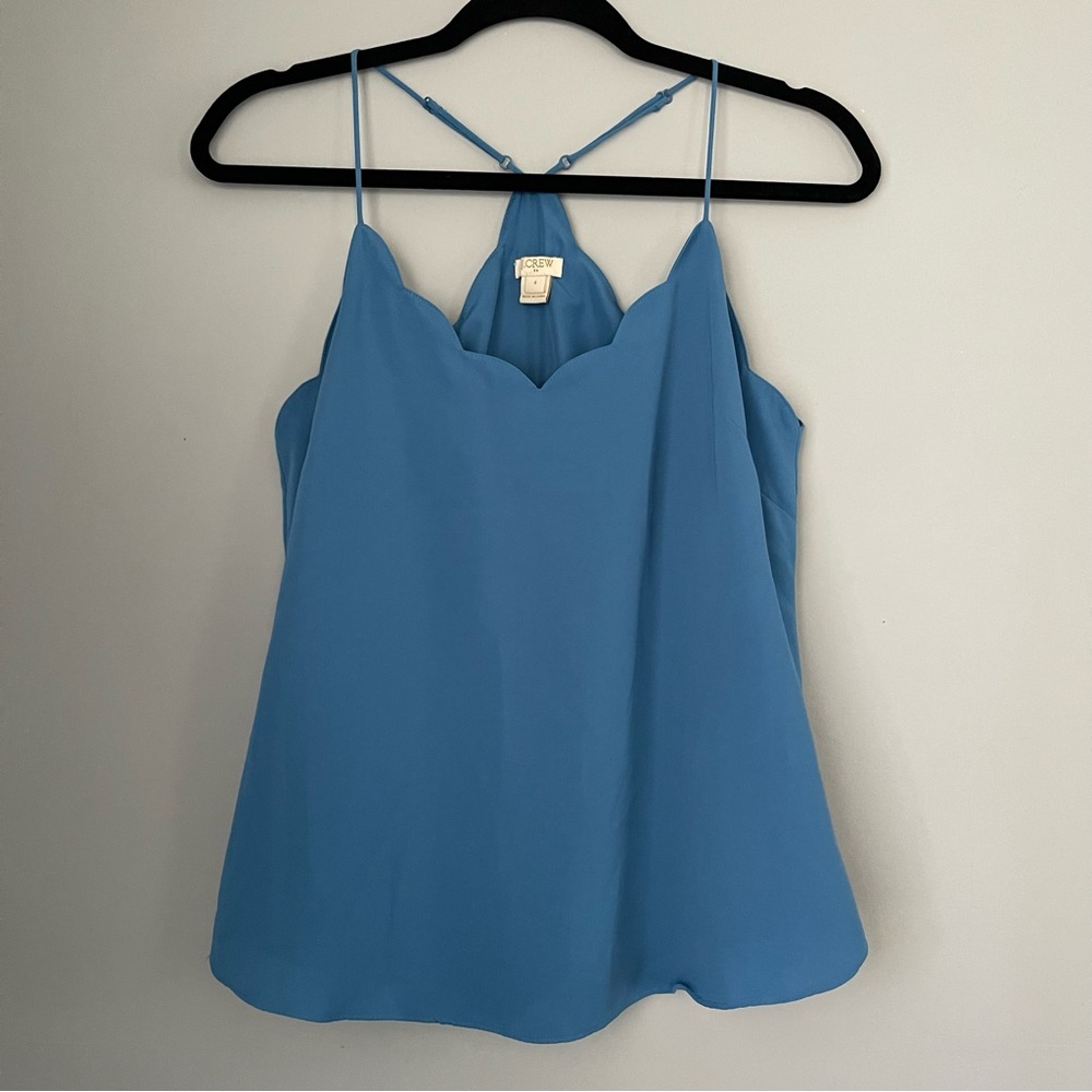 J.crew Blue Scalloped Tank Top Blouse Size 4